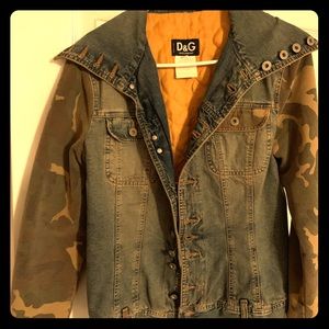 Dolce & Gabbana Jean Jacket w/ Camo Sleeves